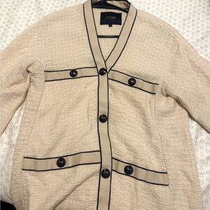 Maje Beige Cardigan with Black Edging